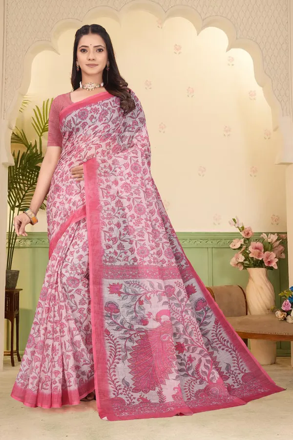 Multicolor_Cotton_Linen_Digital_Print_Saree_For_Women