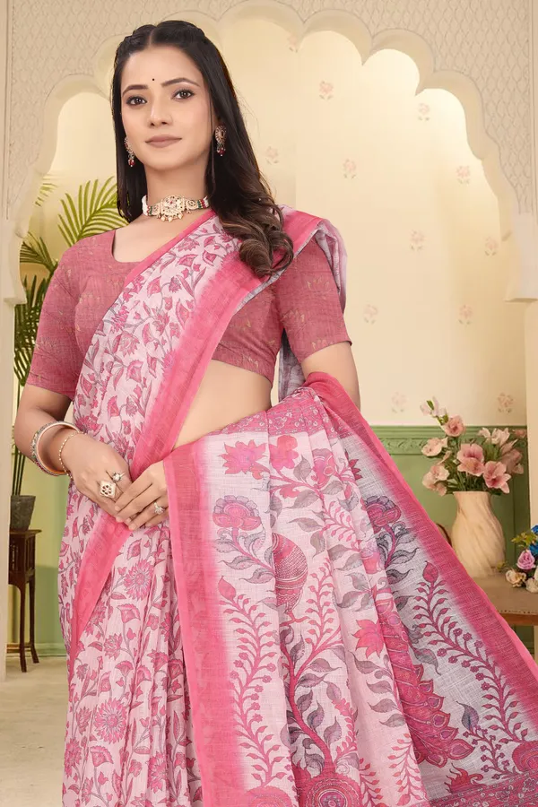 Multicolor_Cotton_Linen_Digital_Print_Saree_For_Women