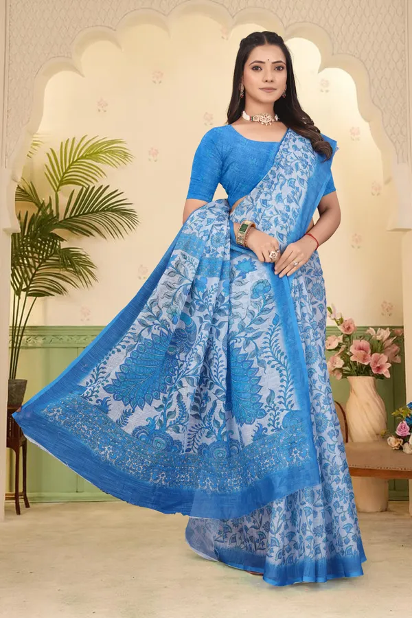 Blue_Cotton_Linen_Digital_Print_Saree_For_Women