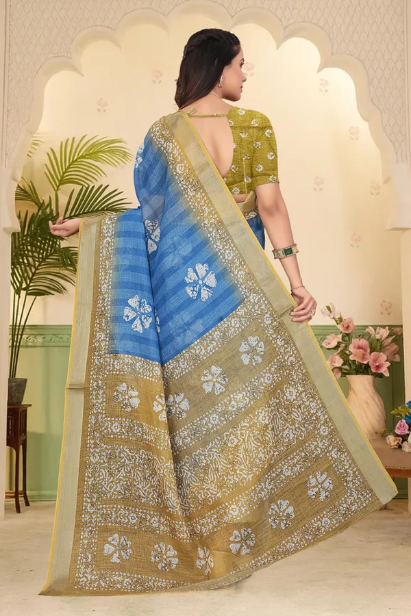 Light_Blue_Cotton_Linen_Digital_Print_Saree_For_Women