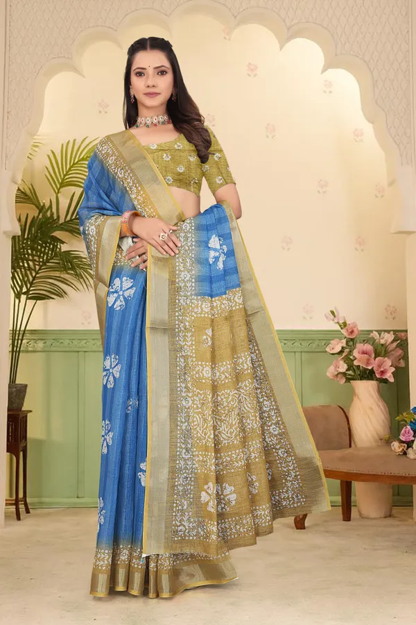 Light_Blue_Cotton_Linen_Digital_Print_Saree_For_Women