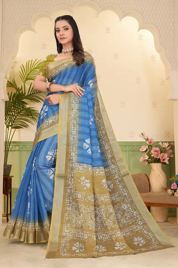 Light_Blue_Cotton_Linen_Digital_Print_Saree_For_Women