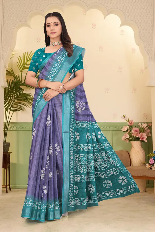 Magenta_Cotton_Linen_Digital_Print_Saree_For_Women