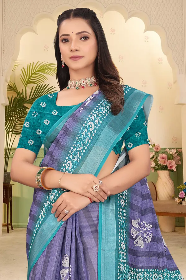 Magenta_Cotton_Linen_Digital_Print_Saree_For_Women