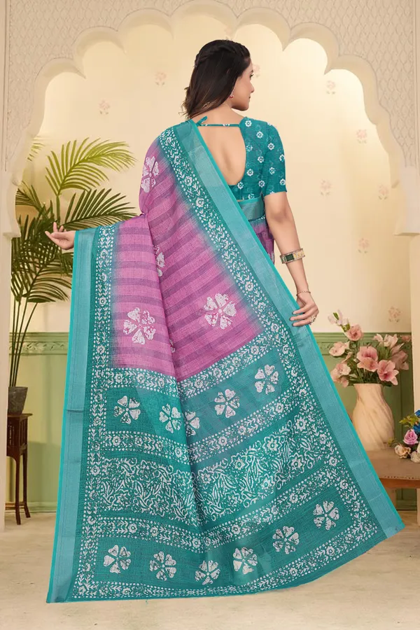 Multicolor_Cotton_Linen_Digital_Print_Saree_For_Women