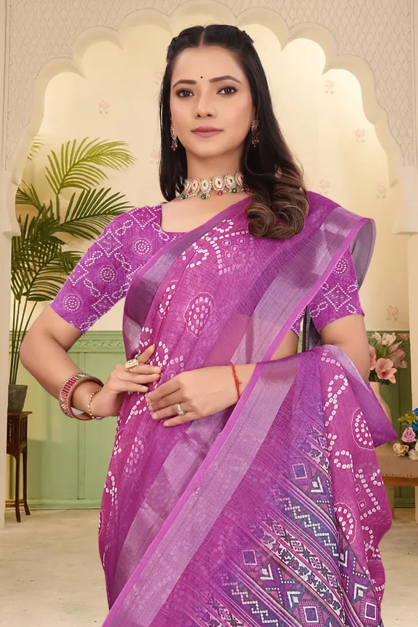 Purple_Cotton_Linen_Digital_Print_Saree_For_Women
