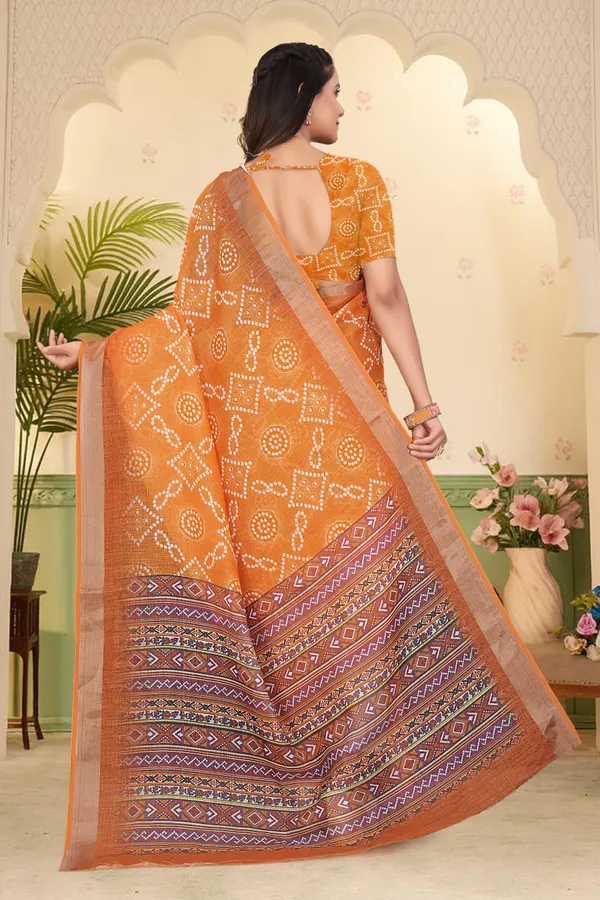 Orange_Cotton_Linen_Digital_Print_Saree_For_Women