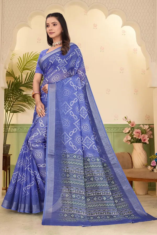 Blue_Cotton_Linen_Digital_Print_Saree_For_Women