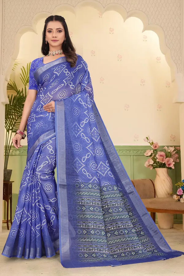 Blue_Cotton_Linen_Digital_Print_Saree_For_Women
