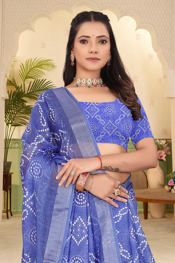 Blue_Cotton_Linen_Digital_Print_Saree_For_Women