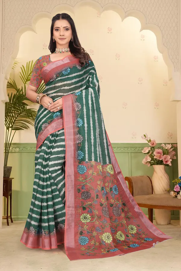 Red_Cotton_Linen_Digital_Print_Saree_For_Women