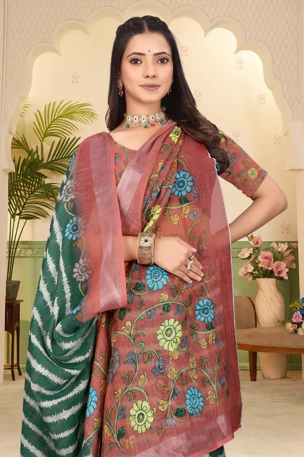 Red_Cotton_Linen_Digital_Print_Saree_For_Women