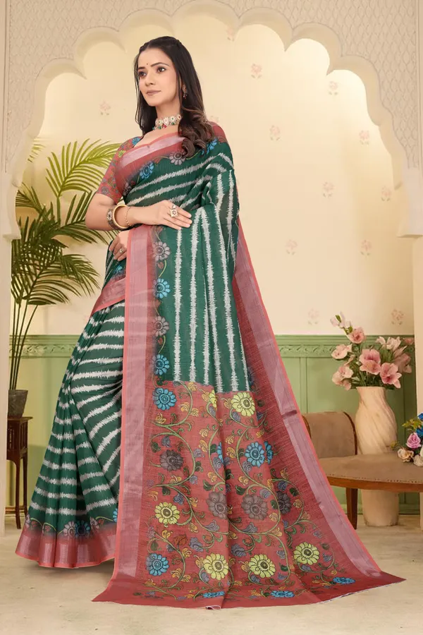 Red_Cotton_Linen_Digital_Print_Saree_For_Women