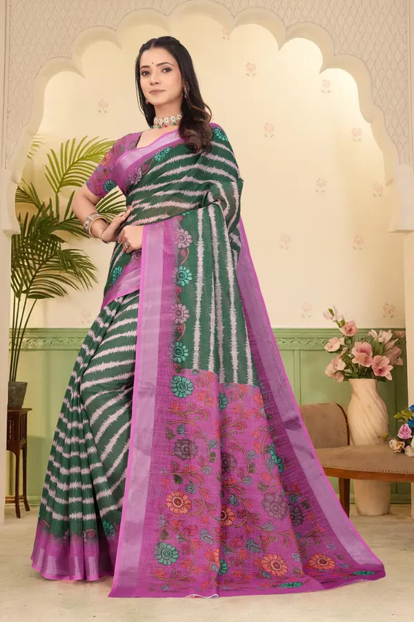 Pink_Cotton_Linen_Digital_Print_Saree_For_Women