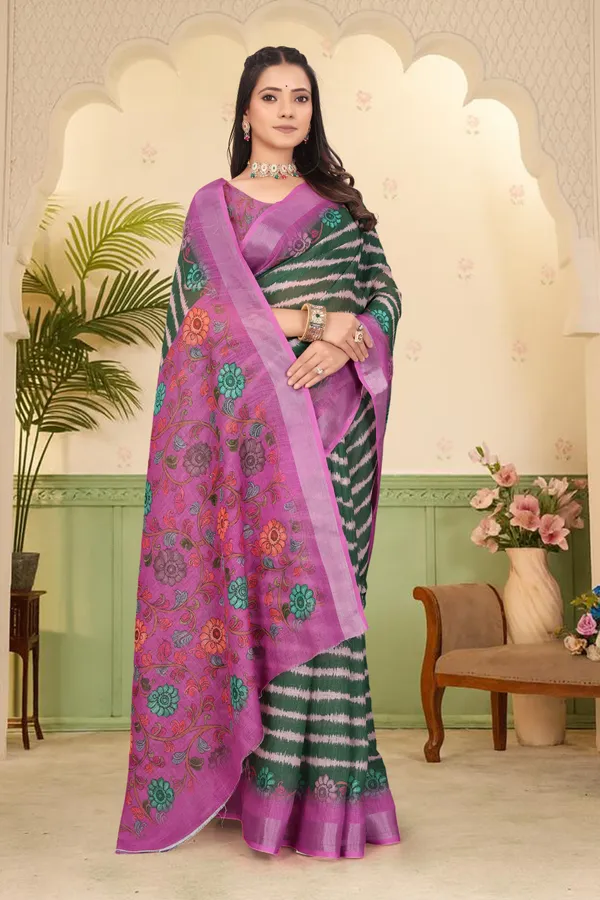 Pink_Cotton_Linen_Digital_Print_Saree_For_Women