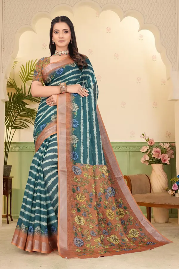 Mustard_Cotton_Linen_Digital_Print_Saree_For_Women