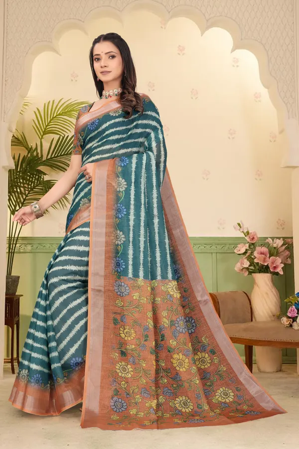 Mustard_Cotton_Linen_Digital_Print_Saree_For_Women