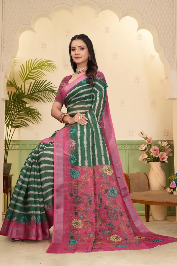 Multicolor_Cotton_Linen_Digital_Print_Saree_For_Women