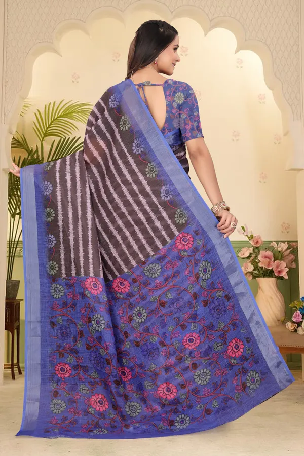 Blue_Cotton_Linen_Digital_Print_Saree_For_Women
