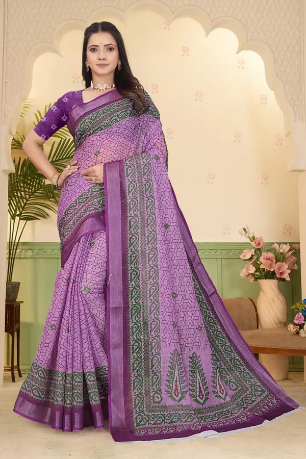 Purple_Cotton_Linen_Digital_Print_Saree_For_Women