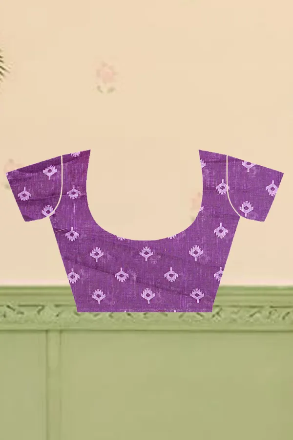 Purple_Cotton_Linen_Digital_Print_Saree_For_Women