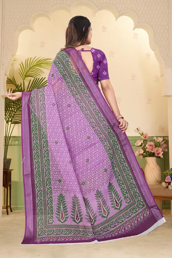 Purple_Cotton_Linen_Digital_Print_Saree_For_Women