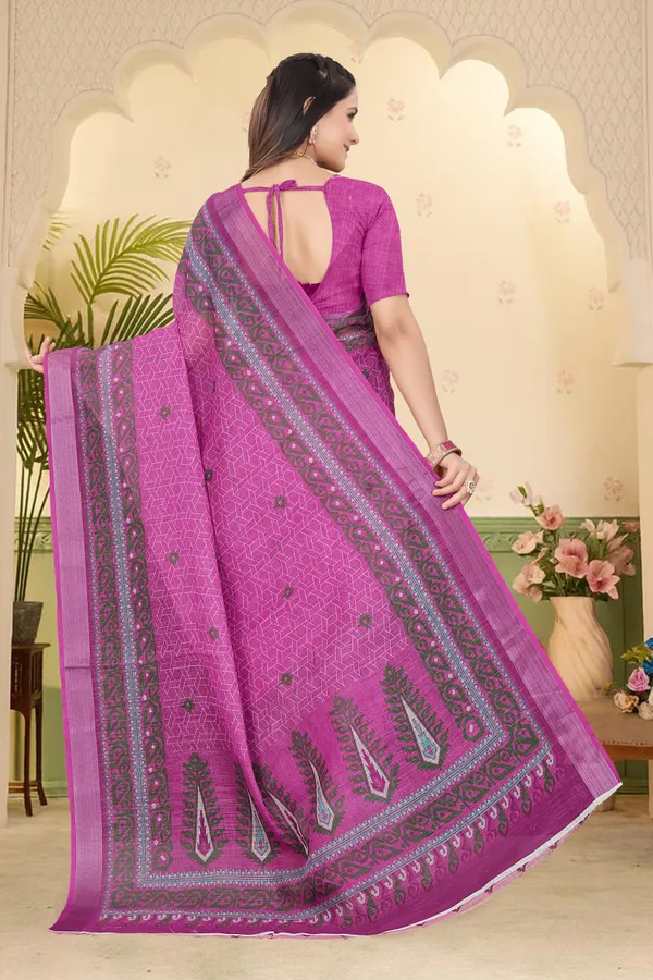 Maroon_Cotton_Linen_Digital_Print_Saree_For_Women