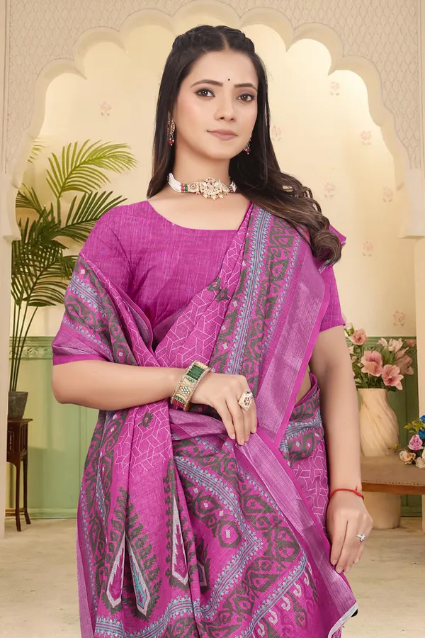 Maroon_Cotton_Linen_Digital_Print_Saree_For_Women