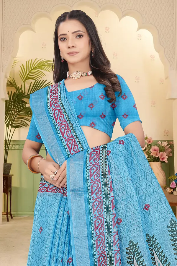 Light_Green_Cotton_Linen_Digital_Print_Saree_For_Women