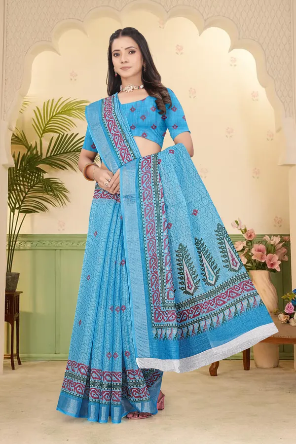 Light_Green_Cotton_Linen_Digital_Print_Saree_For_Women