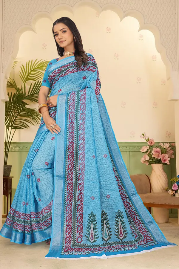 Light_Green_Cotton_Linen_Digital_Print_Saree_For_Women