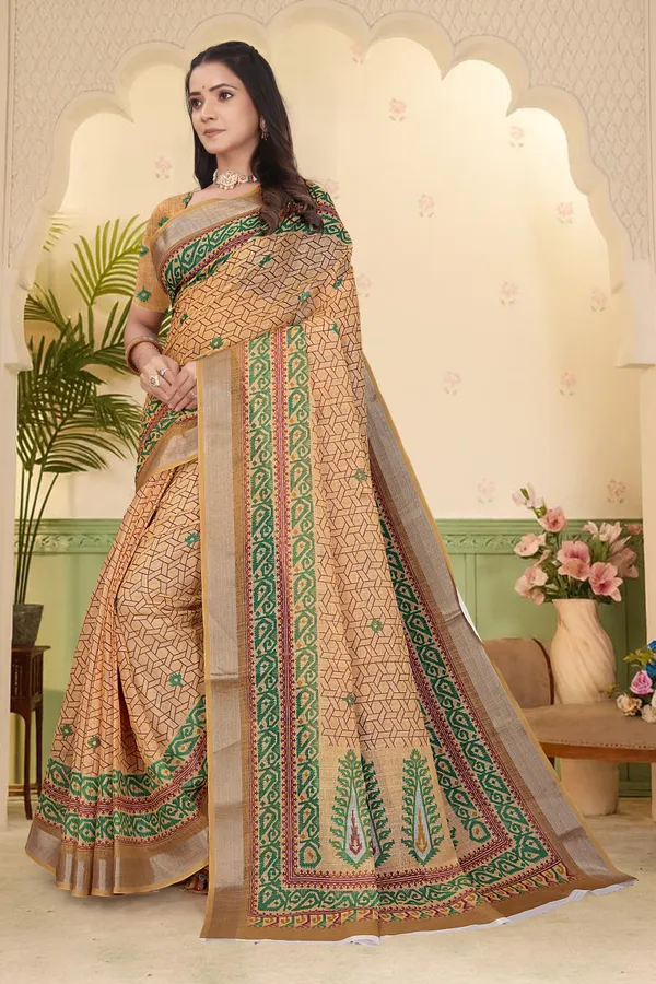 Orange_Cotton_Linen_Digital_Print_Saree_For_Women