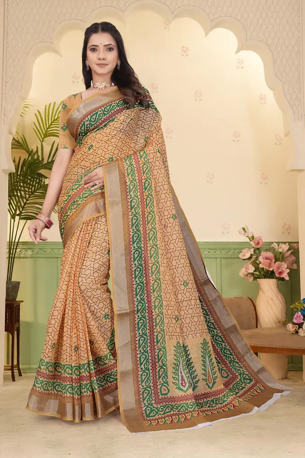 Orange_Cotton_Linen_Digital_Print_Saree_For_Women