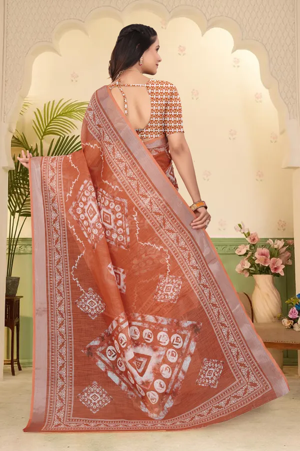Orange_Cotton_Linen_Digital_Print_Saree_For_Women