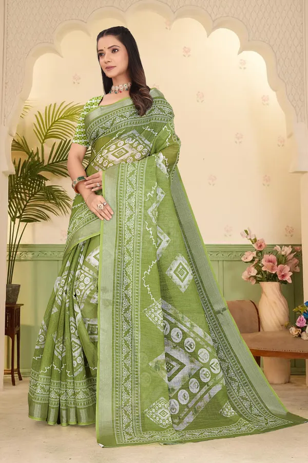 Mustard_Cotton_Linen_Digital_Print_Saree_For_Women