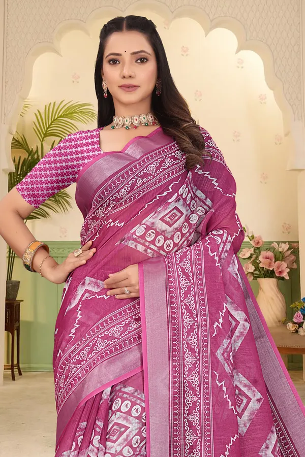 Purple_Cotton_Linen_Digital_Print_Saree_For_Women