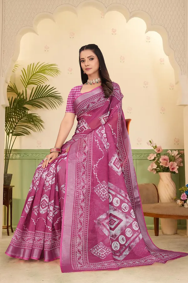 Purple_Cotton_Linen_Digital_Print_Saree_For_Women