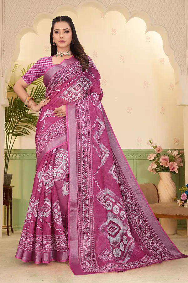 Purple_Cotton_Linen_Digital_Print_Saree_For_Women