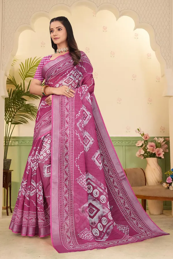 Purple_Cotton_Linen_Digital_Print_Saree_For_Women