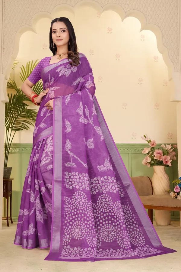 Purple_Cotton_Linen_Digital_Print_Saree_For_Women