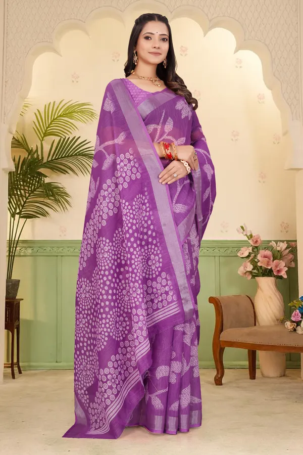 Purple_Cotton_Linen_Digital_Print_Saree_For_Women