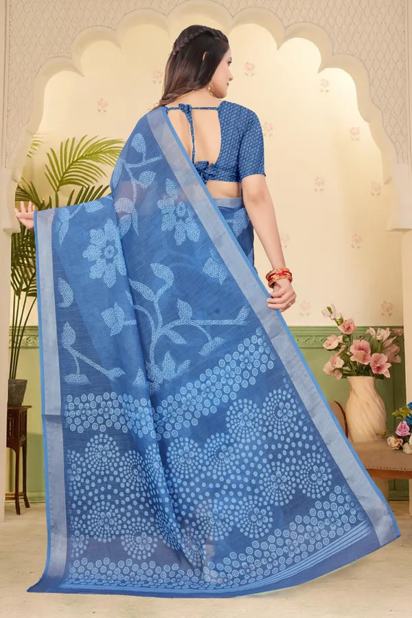 Blue_Cotton_Linen_Digital_Print_Saree_For_Women