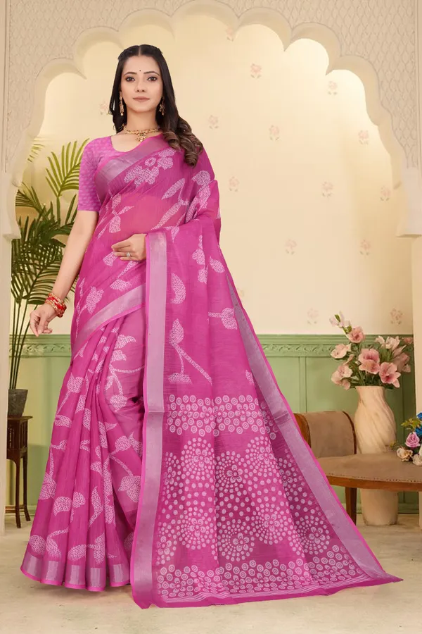 Pink_Cotton_Linen_Digital_Print_Saree_For_Women