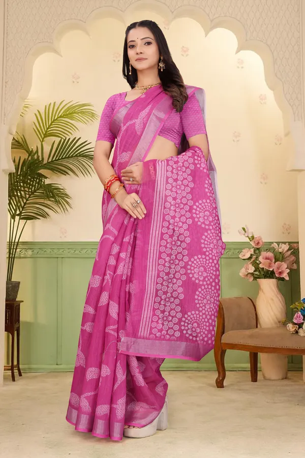 Pink_Cotton_Linen_Digital_Print_Saree_For_Women