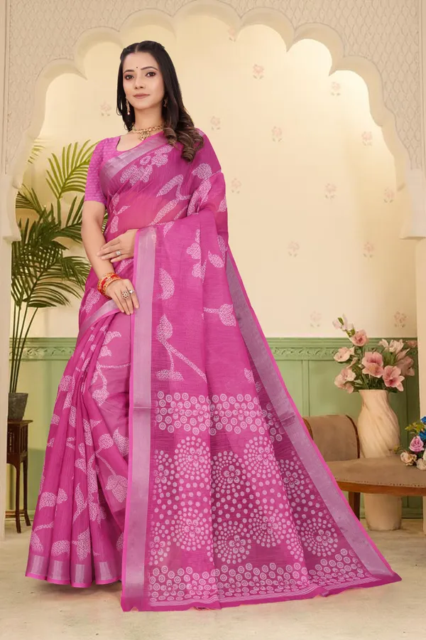 Pink_Cotton_Linen_Digital_Print_Saree_For_Women