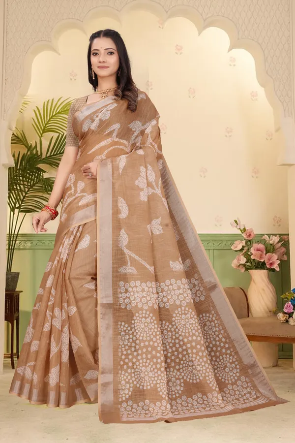 Beige_Cotton_Linen_Digital_Print_Saree_For_Women