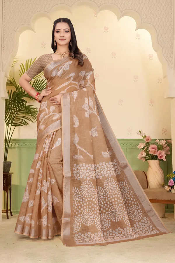 Beige_Cotton_Linen_Digital_Print_Saree_For_Women