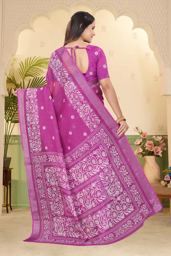 Maroon_Cotton_Linen_Digital_Print_Saree_For_Women