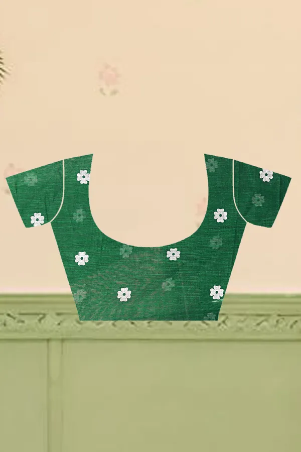 Dark_Green_Cotton_Linen_Digital_Print_Saree_For_Women