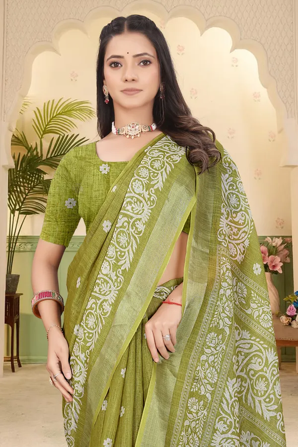 Mustard_Cotton_Linen_Digital_Print_Saree_For_Women